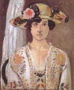 Henri Matisse Woman in a Flowered Hat (mk35) oil painting reproduction